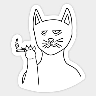 Tired Cat Smoking Sticker